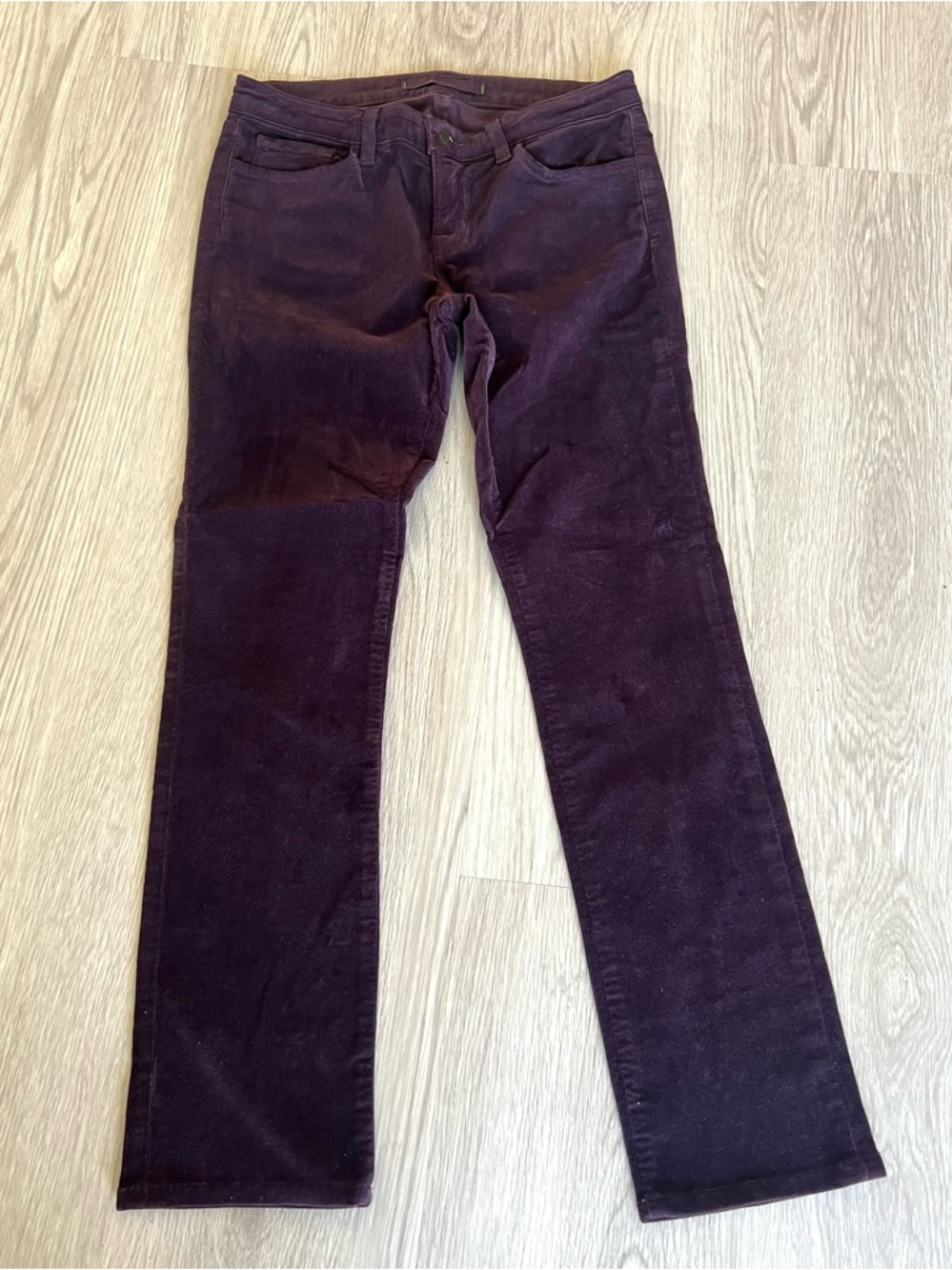 ANTHROPOLOGIE J Brand Pencil Leg Corduroy Pants Purple Low Rise Size 28